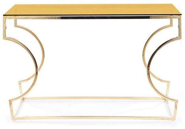 Konsolentisch Kenzo C Glastisch 120x40x78cm Bernsteinfarben Gold
