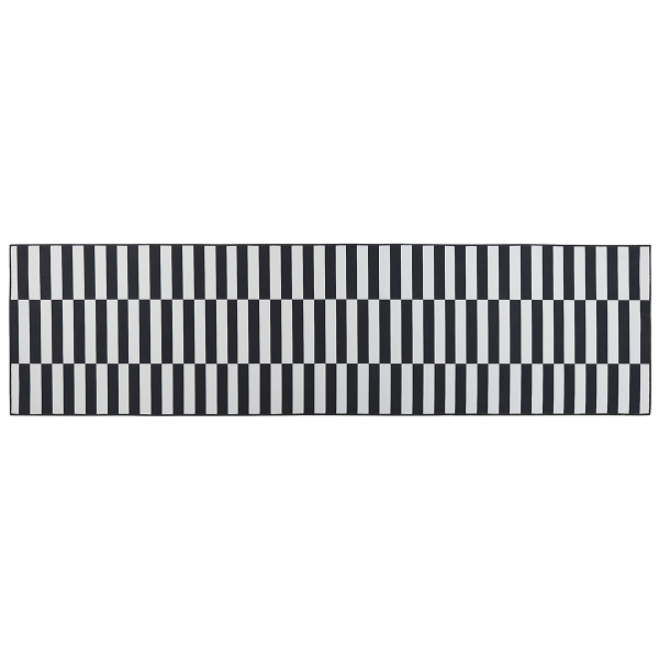 Teppich schwarz weiß 80 x 300 cm Streifenmuster Kurzflor PACODE