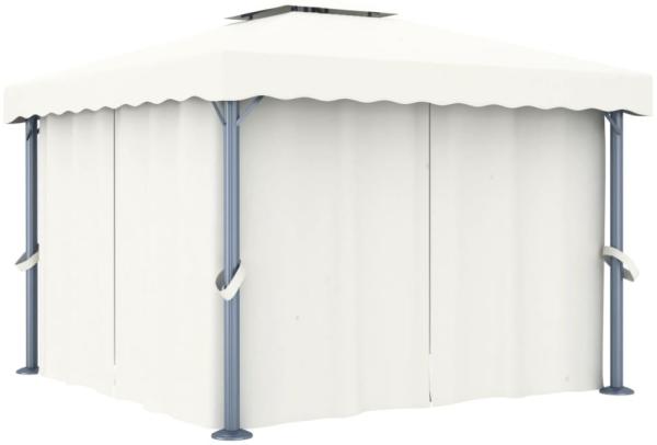 vidaXL Pavillon mit Vorhang 3x3 m Cremeweiß Aluminium 3053377