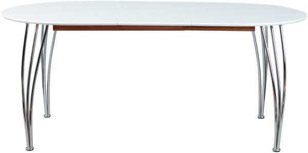 Esstisch >Ovali<140-180x90cm weiß/chrom,ausziehbar