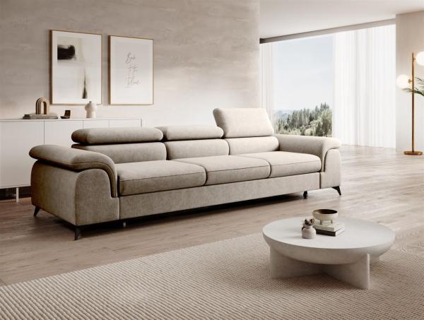 Big Sofa Couchgarnitur BASTIEN Megasofa mit Schlaffunktion Stoff Whisper Beige