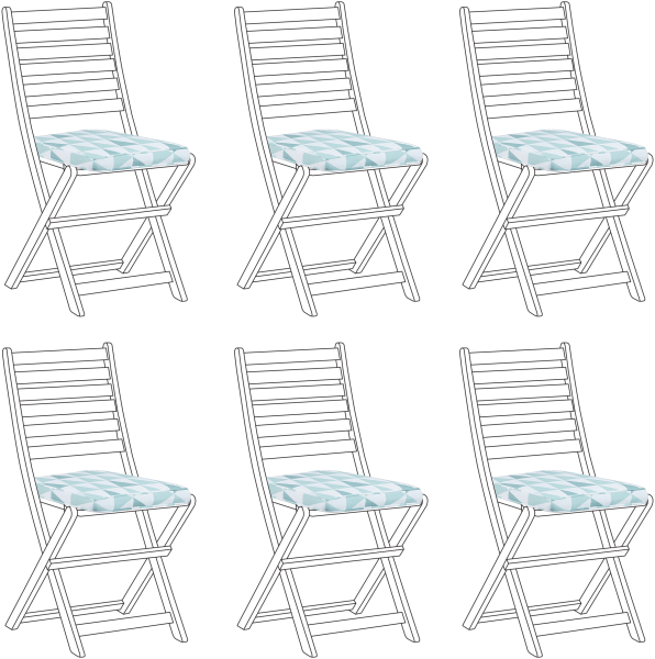 Sitzkissen für Stuhl TOLVE 6er Set blau weiß Dreieck-Muster 31 x 39 x 5 cm