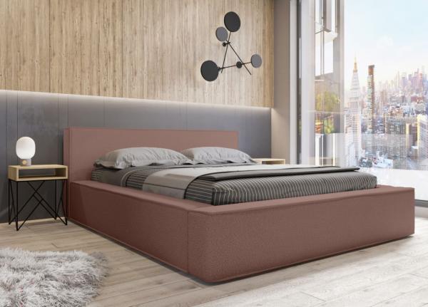 Polsterbett Doppelbett OMAHA 180x200cm Komplettset in Stoff Now or Never Altrosa