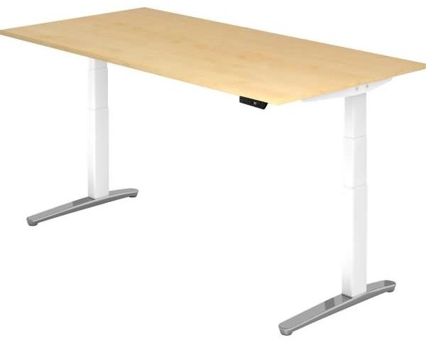 'XBHM2E' Sitz-Steh-Schreibtisch elektrisch 200x100cm Ahorn Weiß, poliert