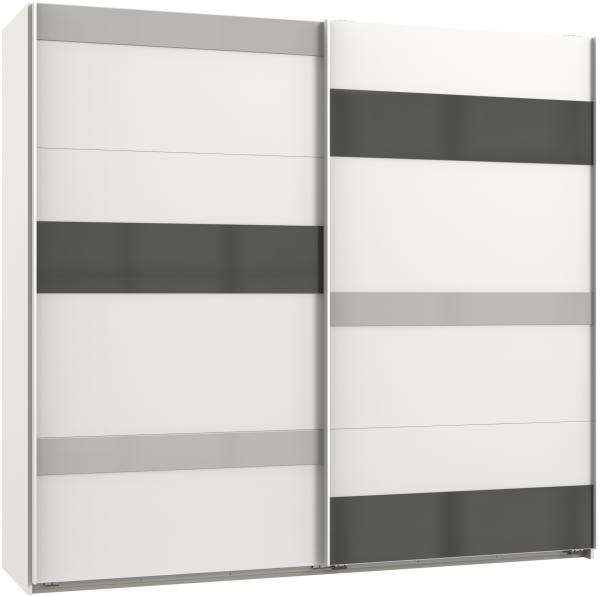 Schwebetürenschrank >MONACO< (BxH: 225x210 cm) WEISS/GRAU