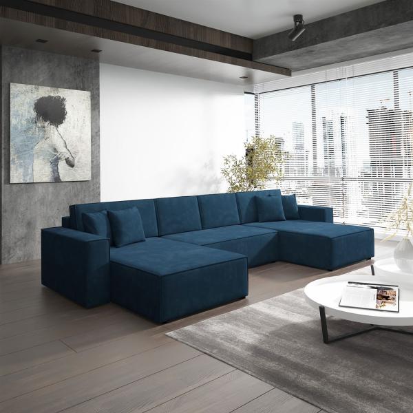 Wohnlandschaft Schlafsofa Sofa CONOR PREMIUM Stoff Kronos Dunkelblau