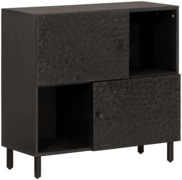 vidaXL Beistellschrank Schwarz 80x33x75 cm Massivholz Mango