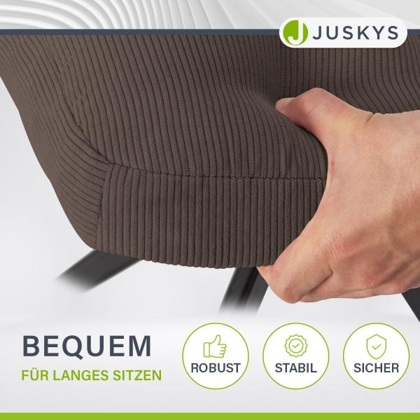 Juskys Drehstuhl Dallas Cord 4er Set - Esszimmerstühle, drehbar, Cord Bezug, Stuhl 120 kg belastbar, Stühle, Esszimmer, Esszimmerstuhl - Braun Bild 7