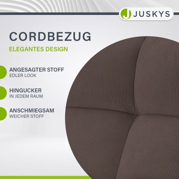 Juskys Drehstuhl Dallas Cord 4er Set - Esszimmerstühle, drehbar, Cord Bezug, Stuhl 120 kg belastbar, Stühle, Esszimmer, Esszimmerstuhl - Braun Bild 5