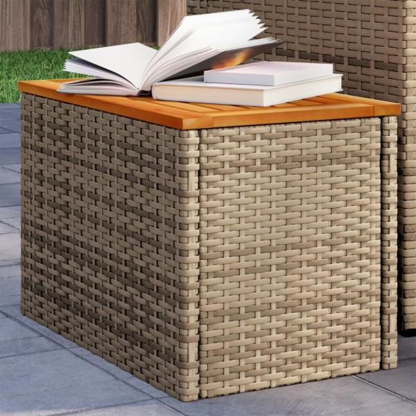 vidaXL Garten-Beistelltische 2 Stk. Beige 55x34x37 cm Polyrattan Holz