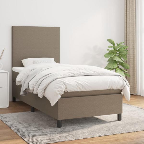 Boxspringbett mit Matratze Taupe 90x190 cm Stoff (Farbe: Taupe)