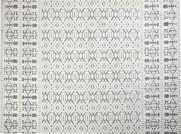 Teppich weiß grau 300 x 400 cm geometrisches Muster Kurzflor SIBI