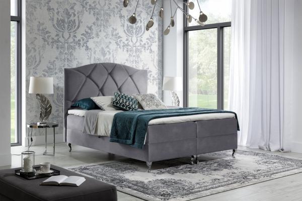 Stylefy 'Blanco' Boxspringbett Velours Grau 120 x 200 cm