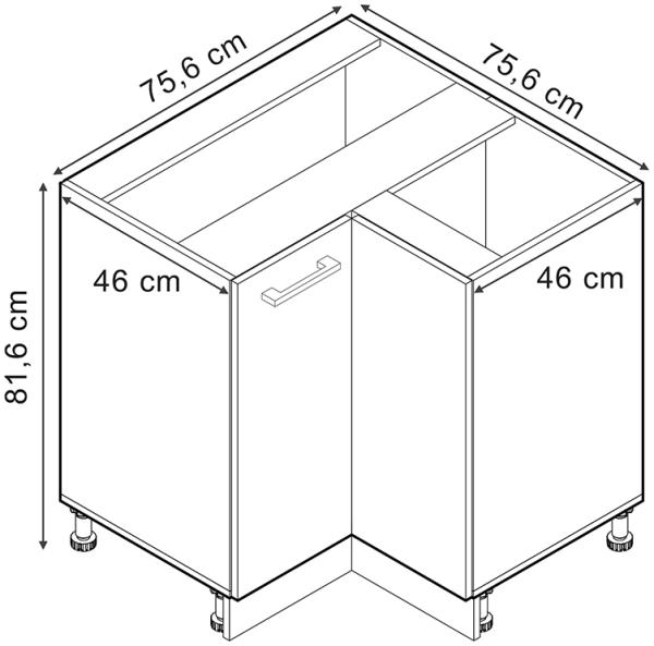 Vicco Eckunterschrank R-Line Schwarz Beton Weiß 87 cm ohne Arbeitsplatte Bild 3