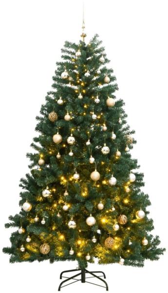 vidaXL Künstlicher Weihnachtsbaum Klappbar 300 LEDs & Kugeln 240 cm