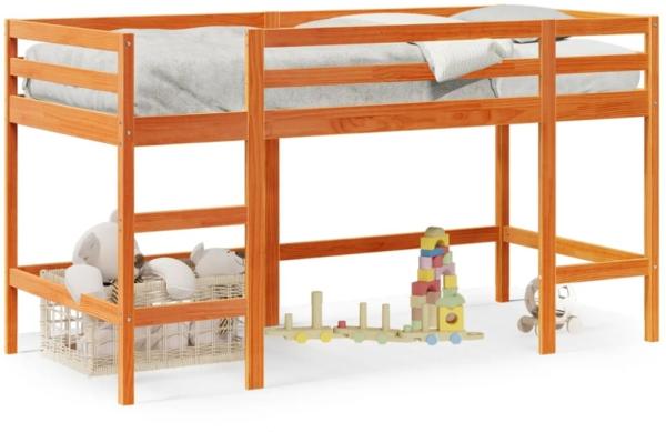 vidaXL Kinderhochbett mit Leiter Wachsbraun 90x200cm Massivholz Kiefer