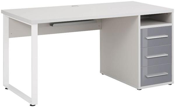 Maja Schreibtisch Computertisch, platingrau/ Grauglas, 150 x 75 x 70 cm