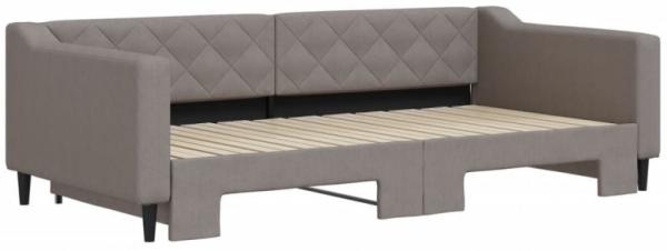 Tagesbett Ausziehbar Taupe 100x200 cm Stoff Bild 3