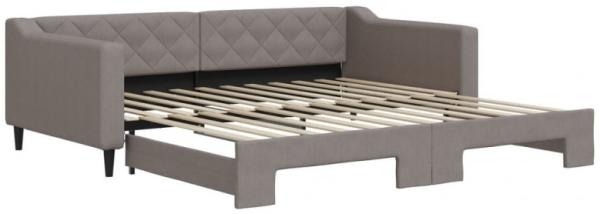 Tagesbett Ausziehbar Taupe 100x200 cm Stoff Bild 2