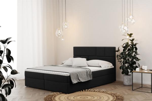 Boxspringbett Schlafzimmerbett CALVIN 200x200cm in Stoff Matt Velvet Schwarz