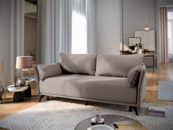 Sofa 3-Sitzer GARNIER mit Schlaffunktion in Stoff Abriamo Olivgrau