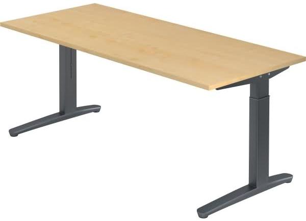 'XB19' Schreibtisch, C-Fuß, 180x80cm, Ahorn / Graphit