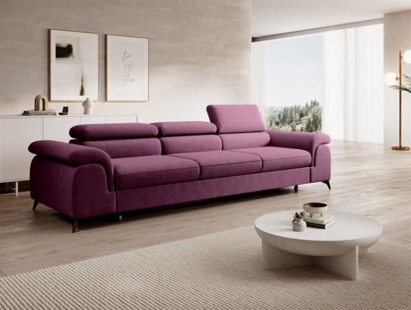 Big Sofa Couchgarnitur BASTIEN Megasofa mit Schlaffunktion Stoff Whisper Grape Wine