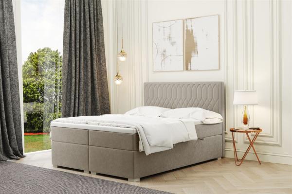 Boxspringbett Schlafzimmerbett DUSTY 200x200cm in Stoff Riviera Beige