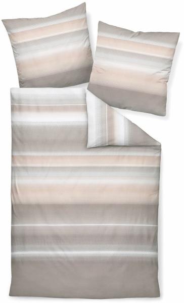 Janine Moments Mako-Satin Bettwäsche 240x220 Streifen taupe sand weiß 98079-07