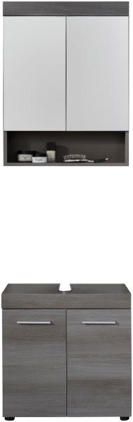 Badmöbel Set 2-teilig Runner Sardegna grau Rauchsilber 58 x 190 cm, ohne Waschbecken