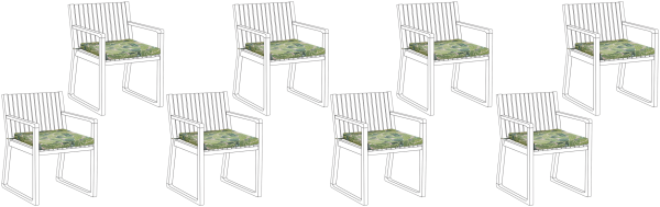 Sitzkissen für Stuhl SASSARI 8er Set grün Blättermuster 46 x 46 x 5 cm