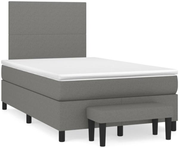 vidaXL Boxspringbett mit Matratze Dunkelgrau 120x190 cm Stoff