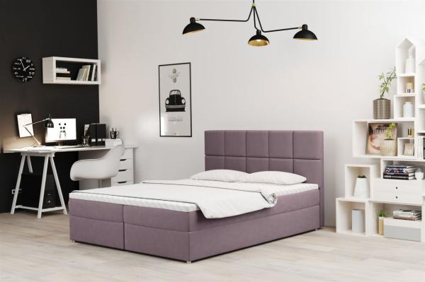 Boxspringbett Schlafzimmerbett FRASCO 140x200cm in Stoff Soro Flieder