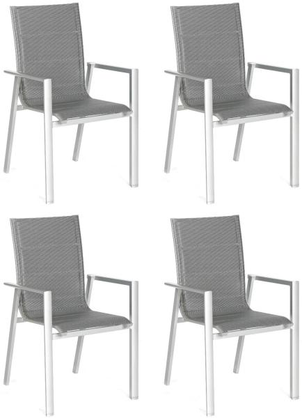 SunnySmart 4er-Set Garten-Stapelstühle Concept Aluminium silber-schwarz Gartenstuhl