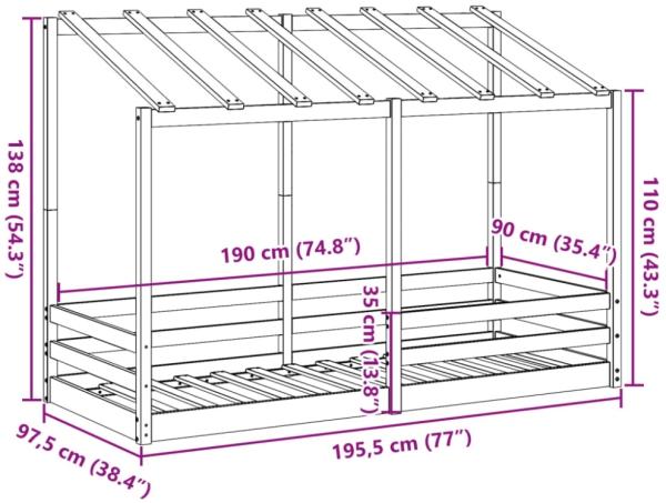 vidaXL Kinderbett mit Dach 90x190 cm Massivholz Kiefer Bild 9