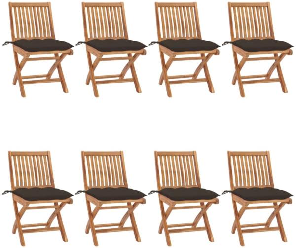 Klappbare Gartenstühle mit Kissen 8 Stk. Massivholz Teak