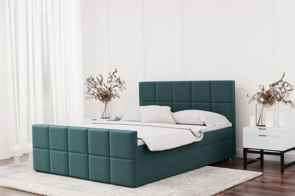 Boxspringbett Schlafzimmerbett JOST 180x200cm in Stoff Matt Velvet Türkisblau