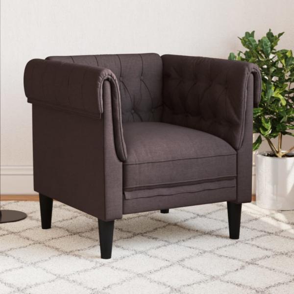 Chesterfield-Sessel Dunkelbraun Stoff (Farbe: Braun)