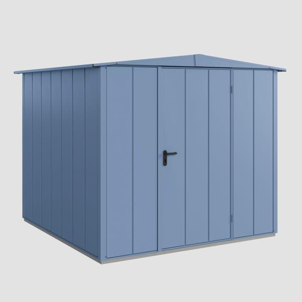 Hörmann Ecostar Aktionsangebot Metall-Gerätehaus Elegant mit Satteldach Typ 2, 238 x 238 cm , taubenblau, 5,7 m²,1-flüglige Tür