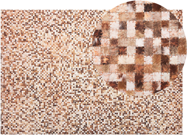 Teppich Kuhfell braun / beige 140 x 200 cm geometrisches Muster Kurzflor TORUL