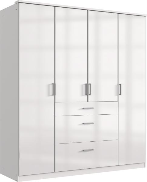 Drehtürenschrank >Clack< in HOCHGLANZ LACK WEISS - 179x199x58cm (BxHxT)