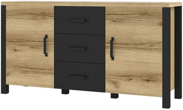 Sideboard Olin Kommode 147cm eichefarben Grand natur / schwarz supermatt