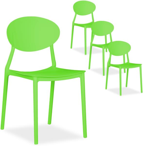 Gartenstuhl 4er Set Grün Stühle Küchenstühle Kunststoff Stapelstühle Balkonstuhl Outdoor-Stuhl