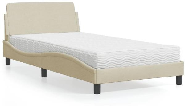 Bett mit Matratze Creme 100x200 cm Stoff 3208349