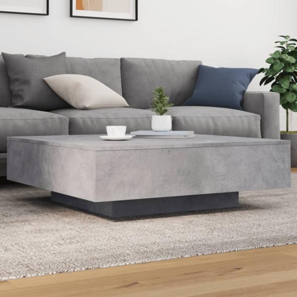 vidaXL Couchtisch mit LED-Leuchten Betongrau 100x100x31 cm