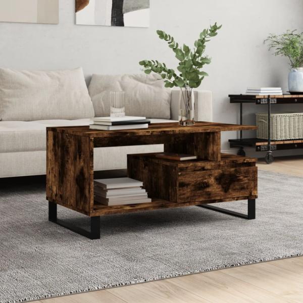 vidaXL Couchtisch Räuchereiche 90x49x45 cm Holzwerkstoff