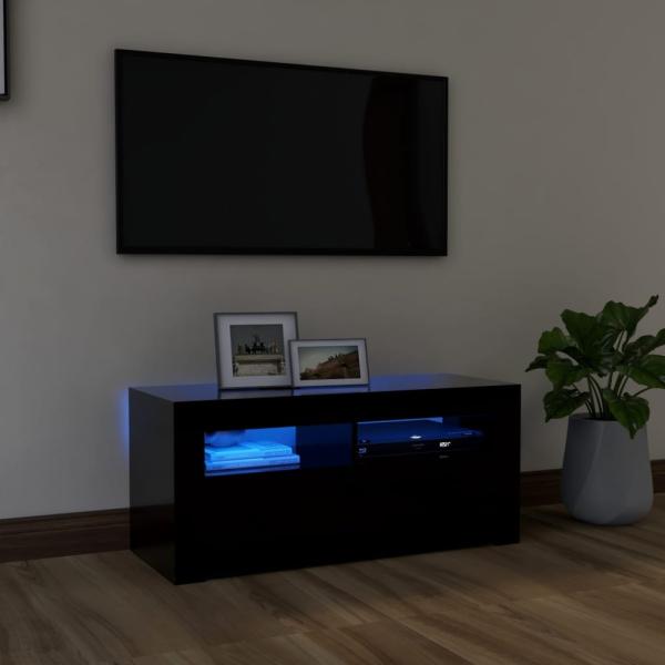vidaXL TV-Schrank mit LED-Leuchten Schwarz 90x35x40 cm, Mit Beleuchtung [804320]