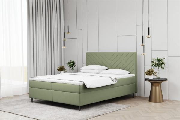 Boxspringbett Schlafzimmerbett BONITA 200x200cm in Stoff Matt Velvet Pistazie