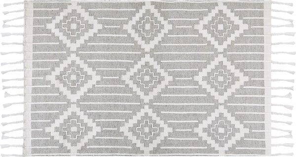 Outdoor Teppich grau weiß 140 x 200 cm orientalisches Muster Kurzflor TABIAT