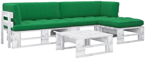 vidaXL 4-tlg. Paletten-Lounge-Set Weiß Imprägniertes Kiefernholz